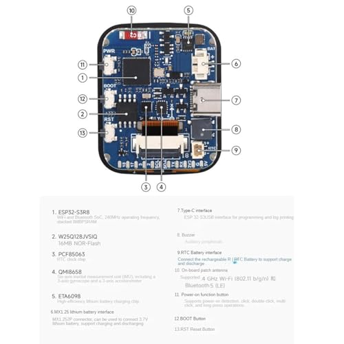 Microcontrolador con Pantalla LCD Táctil ST7789V2 y Aceleración de 3 Ejes lote de 2 3