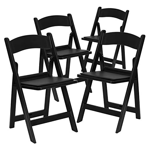 Flash Furniture Hercules Series Folding Chair - Black Resin - 4 Pack 1000LB Weight Capacity Comfortable Event Chair - Light Weight Folding Chair