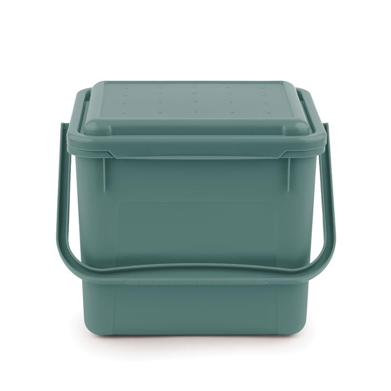 PROREGAL Robuster Abfalleimer mit geruchsdichtem Deckel | 5 Liter, HxBxT 18x22,5x20cm | Kunststoff | Grün