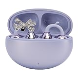 Jectse Drahtlose Ohrhörer mit Offenem Ohr, Bluetooth 6.0-Schmuck-Clip-on-Ear-Kopfhörer mit Ohrringen, Leichte, Bequeme Sport-Ohrhörer für Frauen, Zum Laufen, Radfahren, Workouts (violett)