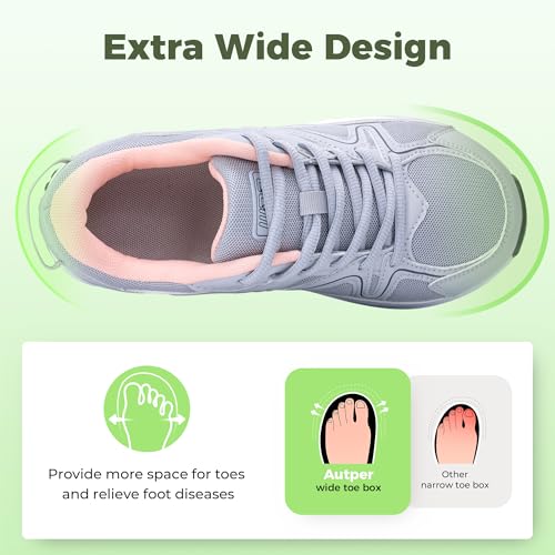 Image of Autper Plantar Fasciitis Shoes Women Walking Arch Support Tennis Casual Athletic Nurse Orthotic Sneakers for Foot Pain Relief
