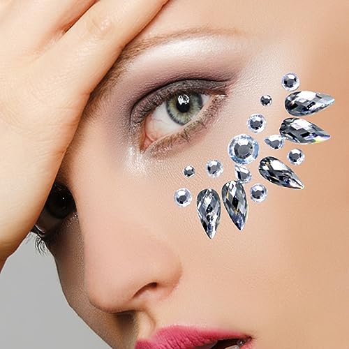 2 Sheets Face Gems,Festival Face Gems,Stick On Face Gems,Stick On Pearls Hair Gems,Pearl Rhinestones Stickers For Face,Nail,Eye,Makeup,Nail Hair(Style 3) - Image 2