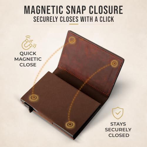 Image of TopMost Genuine Leather Pop Up Wallet for Men, Credit Card Holder, RFID Blocking Ridge Wallets for Men with ID Window, Slim, Minimalist, 5-9 Card Capacity & Cash Slot