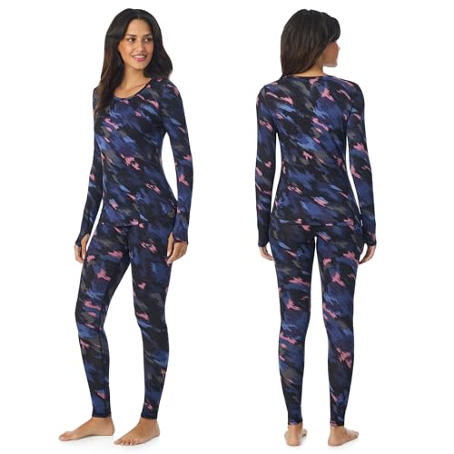 Image of Cuddl Duds Lightweight 2 Piece Active Base Layer Matching Sets for Women | Everyday Activewear, Long Sleeve Top & Leggings, Gym Workout & Fitness Clothes, Breathable Moisture Wicking Travel Lounge Set