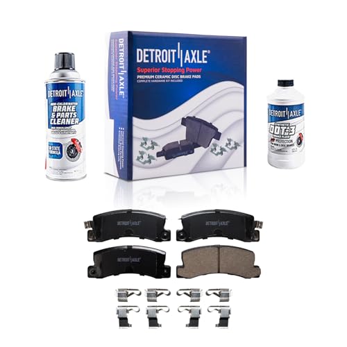 Image of Detroit Axle - Rear Brake Pads for Toyota Camry Celica Corolla Solara Lexus ES250 ES300 RX300 Geo Prizm, Ceramic Brake Pads w /Hardware Replacement