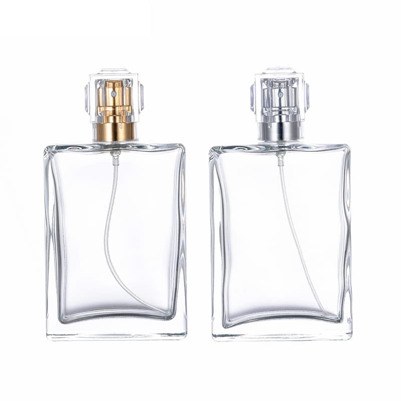 2 Pack 100ml Clear Glass Perfume Atomizer, Empty Refillable Spray Bottle for Men and Women, Portable Fragrance Fine Mist Spray Bottle Dispenser for Travel