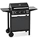 TANGZON 3 Burner Gas BBQ, 24,000 BTU Outdoor Barbecue Grill with Lid, Built-in Thermometer, Stainless Steel Grates, 2 Side Tables & Storage Shelf, Gas BBQ Trolley Family Sized Cooking Area for Camping