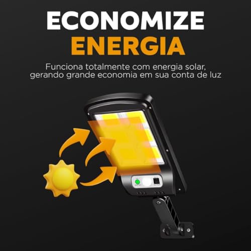 Luminária Solar Poste Lâmpada Led Refletor Arandela Externa De Parede Jardim Sensor de Presença Holo