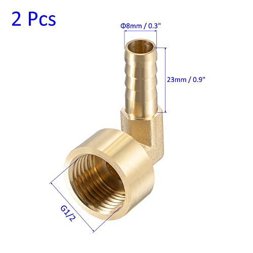 M METERXITY Brass Hose Barb Fittings - 90 Degree Elbow Brass 10mm Barb Connector Apply to Water Fuel (G1/2 Female Pipe) - Image 3