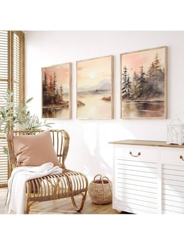 Tableau aquarelle paysage de montagne pour sublimer votre salon chaleureux