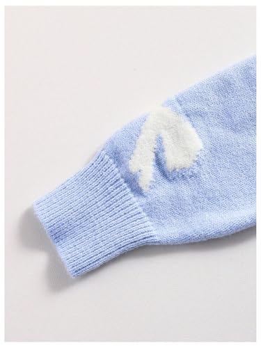 Image of BEAUDRM Girl's Cute Bow Sweater Crew Neck Long Sleeve Drop Shoulder Loose Pullover Tops