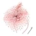 KEUKORZ Fascinators Hats Tea Party Hat for Women Flower Mesh Feathers Headband Women Outfits Wedding (Light Pink)