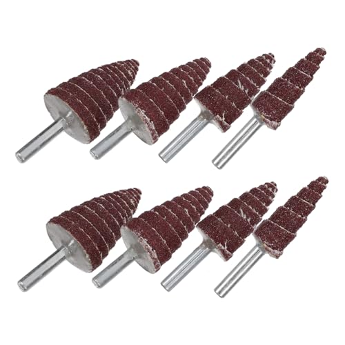 VALICLUD Kit Mole Abrasive Coniche 8 Pezzi Per Smerigliatrice Elettrica, Testine Abrasive in Carta Vetrata Coniche, Sostituzione Mole Lamellari Per Molatura e Lucidatura Di Metallo e Legno
