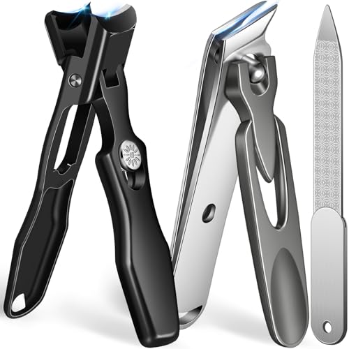 Nail Clippers for Men with Catcher, Wide Jaw Opening Anti-Splash