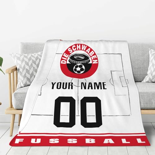 WeiaiziY Stuttgart Personalisierte Kuscheldecke,Stuttgart Decke mit Namen, Nummer und Teamlogo,Personalisierte Geschenk für Fußball Fans - Flauschige Weiche Decke für Stadion, Couch und Wohnzimmer
