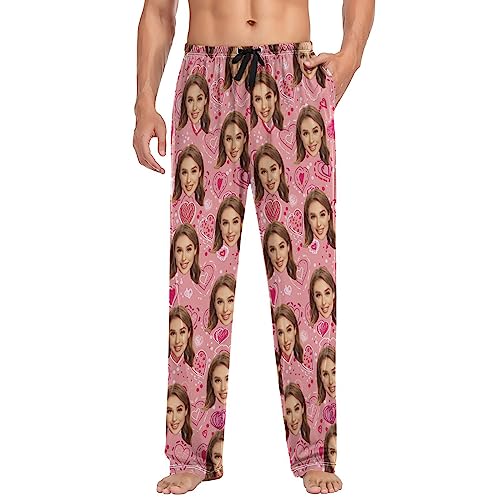 Personalized Photo Face Heart Printed Mens Sleepwear Pajama Pants Custom Casual Pj Bottoms for Husband Dad Boyfriend4