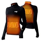 Basecamp Women’s Heated Base Layer Shirt - 8 Hours of Heat | 3 Heat Zones | with Battery & Charger | Machine Washable | All Day Warmth Onyx