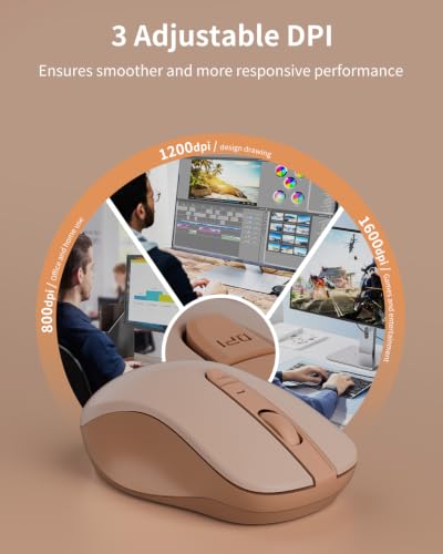wegear WL300 Bluetooth Mouse Silent Wireless Mice, Quiet Click, Cordless Computer Mouse with 6 Buttons, Sculpted Grip, Adjustable DPI for Laptop, PC, Mac (Brown) - image 4