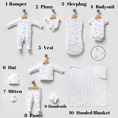 Kiddyturtles Baby Essential 100% Organic Cotton 10Pcs 0-3 Months Baby Clothes Layette Gift Pack For Baby Girls Or Baby Boys, Gender Neutral Baby Clothes, Must Haves, Baby Shower #TOP7