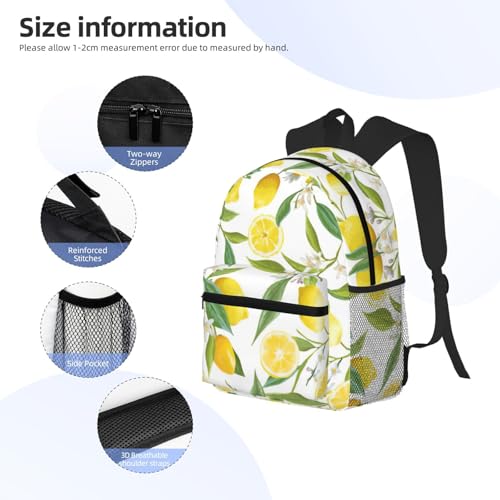 Sac à dos imprimé citrons noir polyvalent décontracté double épaule