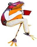 Plow & Hearth 52339 Recycled Metal Coffee Frog Sculpture Yard and Garden Art, 11.5' x 9' x 15'