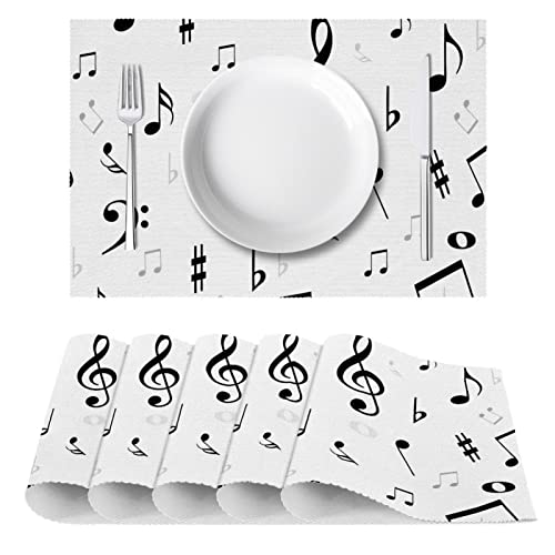 Set de table note de musique résistant à la chaleur et antidérapant pour table à manger - 3