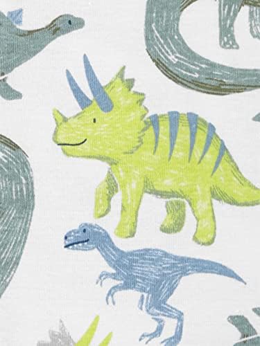 Simple Joys by Carter's Baby Boys' Snug-Fit Footless Cotton Pajamas, Pack of 3, Blue Stripe/Green Trucks/White Dinosaur, 12 Months - 1