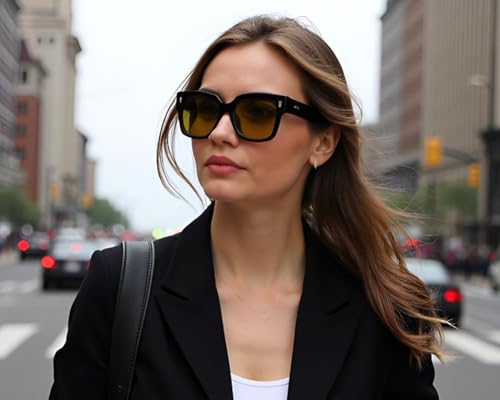 HJSTES Thick Square Sunglasses for Men Women Chunky Rectangle Frame Retro Designer Shades UV400 Protection3