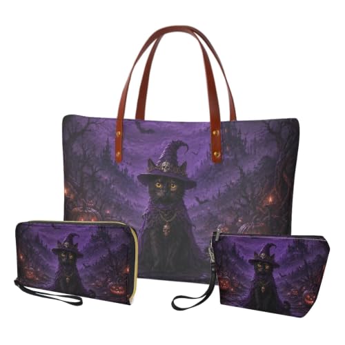 Image of Top Handle Purse for Women, Large Tote Handbag With PU Wallet Set, Gift for Mom