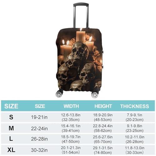 Travel Luggage Cover Elastic Suitcase Protector Anti-Scratch Washable Skull And Candle Luggage Sleeve Tsa Approved Carry on Covers Baggage Cover Fits 18-32 Inch Luggages2