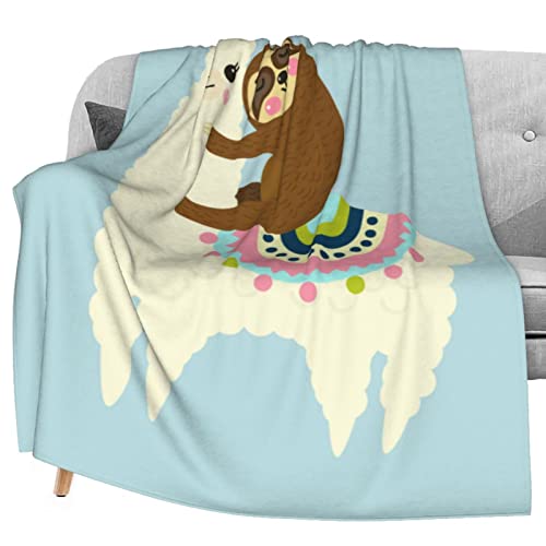 Cute Llama Alpaca And Sloth Flannel Fleece Throw Blanket Living Room/Bedroom/Sofa Couch Warm Soft Bed Blanket For Kids Adults All Season 50X60 Inch #TOP3