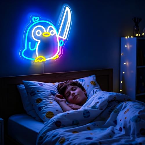 Image of Penguin Neon Sign Led Neon Lights Neon Signs for Wall Decor Light Up Sign for Birthday Party Club Gift