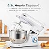 Kitchen in the box Impastatrice Planetaria, 6,2 Litri Impastatrice Professionale 1400W, 6 Velocità con Uncino Impastatore, Mescolatore e Frusta Sbattitrice (Bianco)
