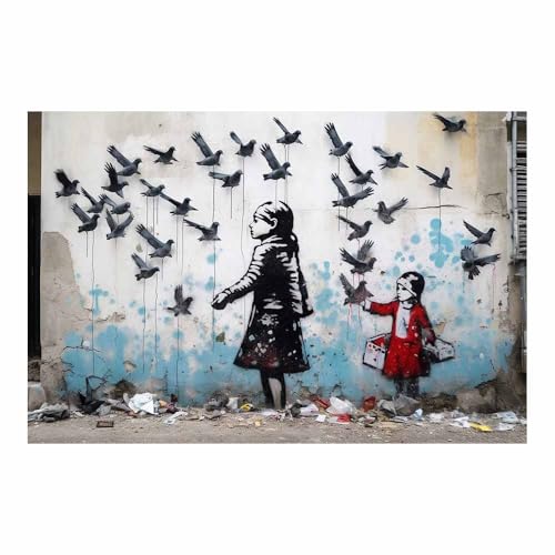 Affiche rétro portrait féminin pour salon moderne peinture sur toile oiseaux