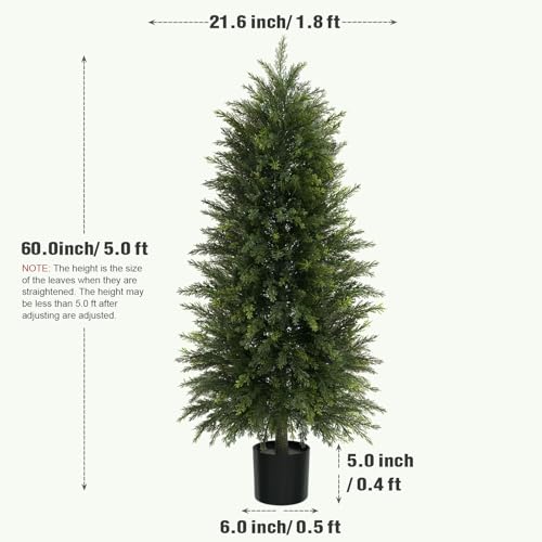 Image of 5 ft Artificial Topiary Cedar Trees Set of 2 for Outdoor