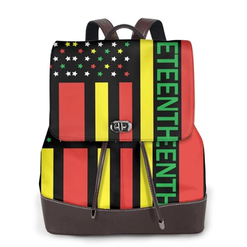 Juneteenth African American Flag Microfiber PU Leather Backpack Lightweight Daypack Bag for Travel Business Commute Gym