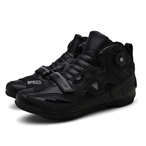 MRDEAR Motorrad Schuhe Herren Schwarz, Motorradschuhe Sneaker Leichte Atmungsaktives Kurze Ankle Boot Sportschuhe Motocross Stiefel Turnschuhe Gepanzert mit Gangverstellung (42 EU)