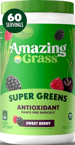 Amazing Grass Super Greens Powder Antioxidant Sweet Berry, 60 Servings