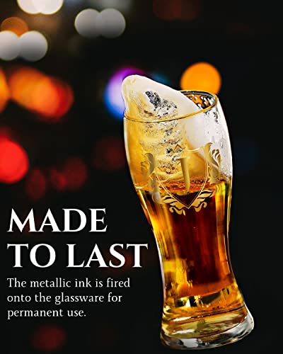 Personalized Beer Glass, Custom Alcohol Gifts For Beer Lovers, Unique Birthday, Christmas Gifts For Dad, Uncle, Husband, Boyfriend, With Initial J #TOP4