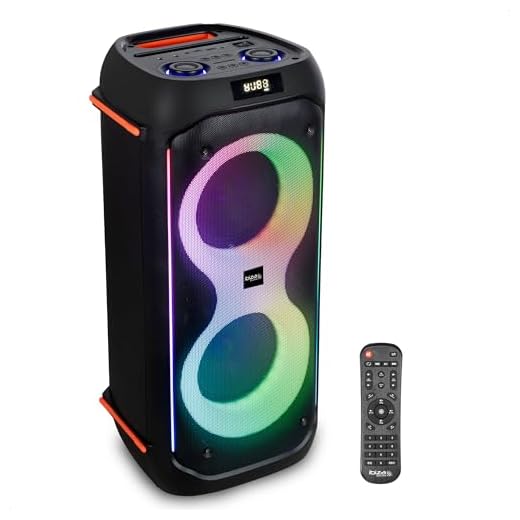 Ibiza - COLUMBA600 - Altavoz, Potente bafle 2x6,5"/16cm en batería Recargable - Bluetooth, Micro-SD, USB, Aux, 2 Mic IN - TWS - LED Multicolor Infinito - Asa