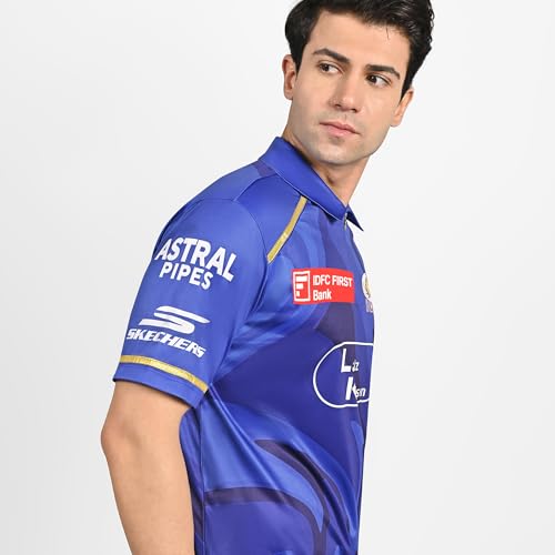 Skechers Men's Polyester Regular Fit Official IPL 2025 Mumbai Indians Fan Jersey