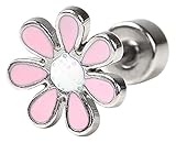 [From da Phactory] フロム ダ ファクトリー フラワー カラフル スタッドピアス 18G サージカルステンレス シルバー 軟骨ピアス ボディピアス(18G,ピンク)