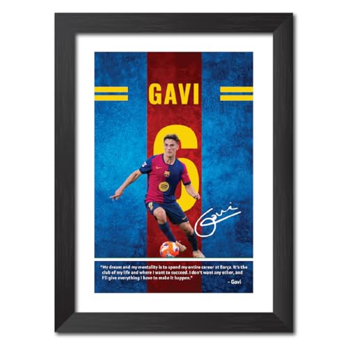 Image of TenorArts Gavi Quotes Poster Frame Barcelona Laminated Photo Framed Painting with Matt Finish Black Textues (12 inches x 9inches)