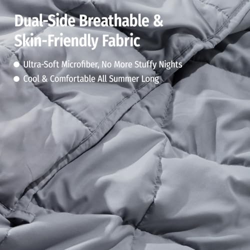 Image of Wemore Cooling Weighted Blanket for Adults 15 lbs Twin Size 48 inchx72 inch | Light Gray, Great for Stress Relief and Better Sleep, Heavy Throw Blanket with Glass Beads, Skin-friendly, Machine Washable,