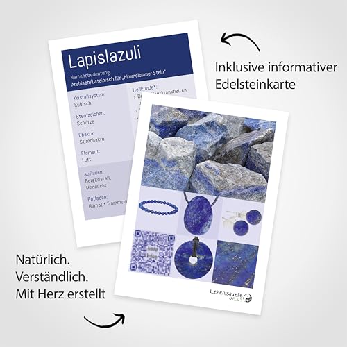 Chaîne en lapis-lazuli Lebensquelle Plus collier de perles 6mm de qualité supérieure 45cm - 4