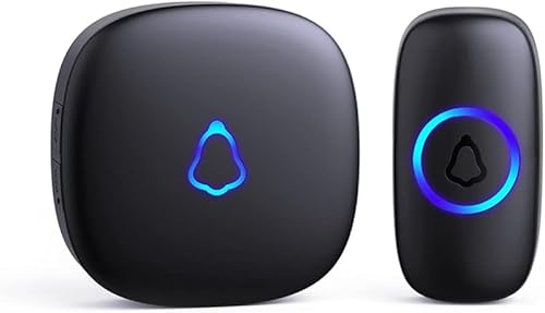 Sonnette sans fil d'extérieur, interphone sans fil d'extérieur, 400 m, portée, sonnette sans fil IP66, 58 sonneries, indicateur LED coloré, 5 volumes sélectionnables (0-120 dB)