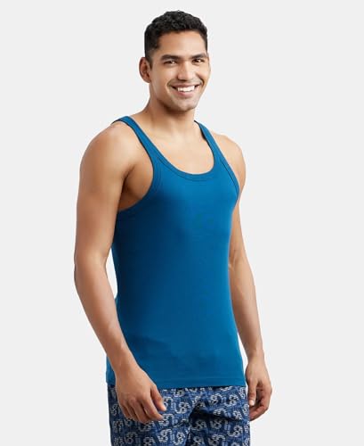 Image of Jockey US26 Men Super Combed Cotton Rib Square Neck Gym Vest