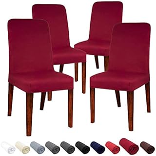 JARITTO Large Size Modern Chair Cover Armless Chair Slipcover Elastic Chair Seat Protector Washable Removable for Dining Room Kitchen Hotel Restaurant Wedding Party 4 Pieces (White)