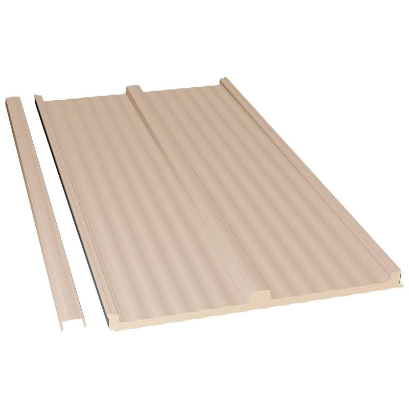 Acero Panel - Panel TAP Cubierta Tapajuntas | 2000x1100mm | Interior Blanco Pirineo - Exterior Arena | Acero Prelacado | PU | PU