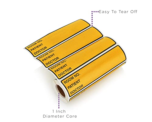 Image of Carstens Patient I.D. Adhesive Medical Chart Labels for 1.5 inch - 4 inch Ring Binder Spines - Pre-Printed Sticker Labels (Room No. / Patient /Doctor), 5 3 /8 inch x 1 3 /8 inch, Goldenrod, Roll of 200